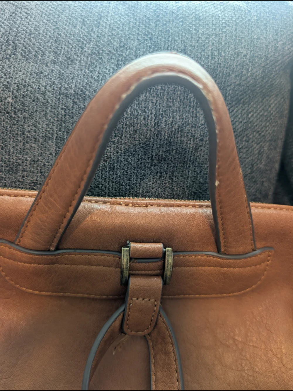 Market & Spruce Dara Zipper Detail Leather Backpack Tote - Cognac